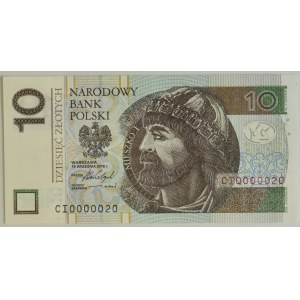 10 złotych 2016 - CI 0000020 - bardzo niski numer seryjny
