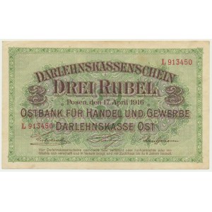 Posen, 3 Rubles 1916 - L - short clause -