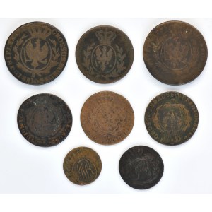 Set, Kingdom of Prussia and South Prussia, Friedrich Wilhelm II and Friedrich Wilhelm III, 1 schilling, 1/2 Groschen, Groschen and 3 Groschen (8 pcs.)