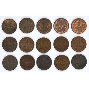Ensemble, 1 sou 1923-1939 (15 pièces).