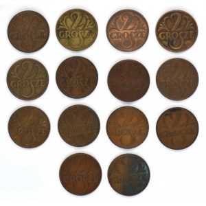 Zestaw, 2 grosze 1923-1939 (14 szt.)