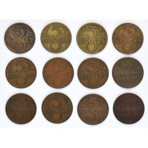Ensemble, 5 pennies 1923-1939 (12 pièces)