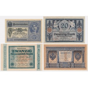 Lot of Russian and German banknotes (4 pcs.)