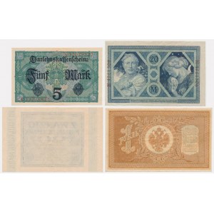 Lot of Russian and German banknotes (4 pcs.)
