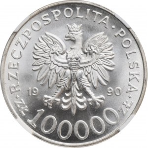 100.000 złotych 1990 Solidarność - TYP A - NGC MS67