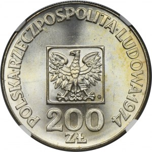 200 złotych 1974 XXX Lat PRL - NGC MS65