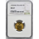 5 groszy 1993 - NGC MS67