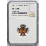 1 grosz 1937 - NGC MS65 RD