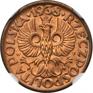 1 grosz 1938 - NGC MS65 RB