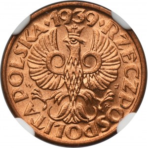 1 grosz 1939 - NGC MS65 RD
