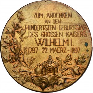 Allemagne, Prusse, Guillaume II, Médaille du centenaire de l'anniversaire de l'empereur Guillaume Ier 1897
