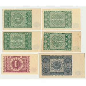 Zestaw, 1-5 złotych 1946 (6 szt.)
