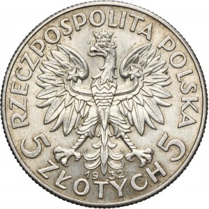Głowa Kobiety, 5 złotych Londyn 1932