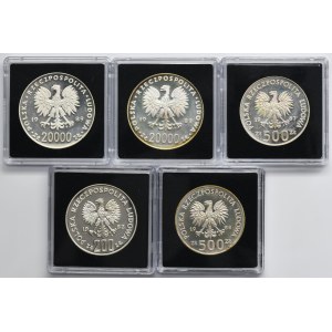 Zestaw, 200 złotych, 500 złotych i 20.000 złotych (5 szt.)