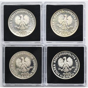 Zestaw, 200 złotych 1980 i 1984 (4 szt.)