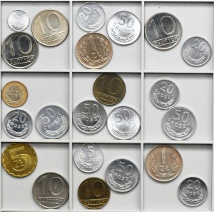 Zestaw, 1-50 groszy, 1 złoty, 5 złotych i 10 złotych (23 szt.)