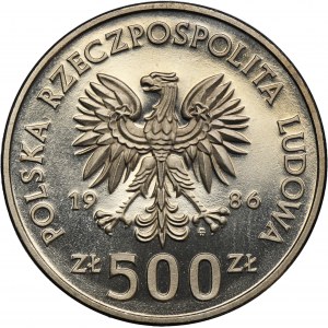PRÓBA NIKIEL, 500 złotych 1986 XIII Mistrzostwa Świata w Piłce Nożnej - Meksyk '86