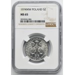 5 złotych 1974 Rybak - NGC MS65