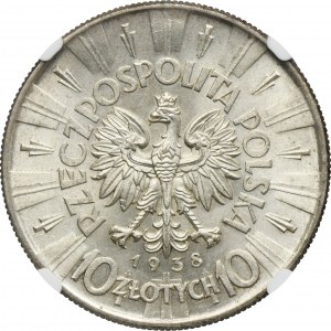 Piłsudski, 10 zloty 1938 - NGC MS62