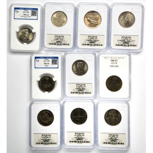 Set, PRL, 10 zloty, 20 zloty, 50 zloty et 100 zloty (10 pièces).