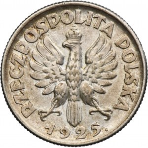 Kobieta i kłosy, 1 złoty Londyn 1925 - kropka po dacie