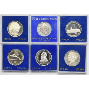 Zestaw, 50 złotych, 100 złotych i 200 złotych (6 szt.)