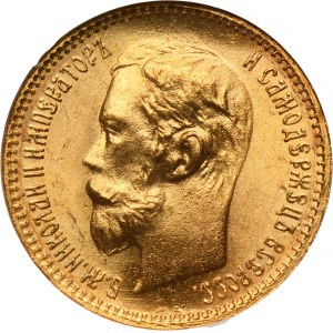 Russia, Nicholas II, 5 Rouble Petersburg 1902 AP - NGC MS66