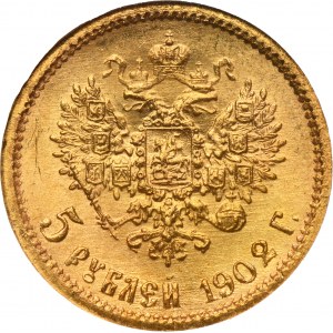 Russia, Nicholas II, 5 Rouble Petersburg 1902 AP - NGC MS66