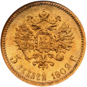 Russia, Nicholas II, 5 Rouble Petersburg 1902 AP - NGC MS65