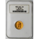 Russia, Nicholas II, 5 Rouble Petersburg 1902 AP - NGC MS65