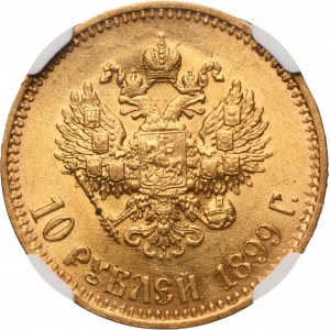 Russia, Nicholas II, 10 Rouble Petersburg 1899 АГ - NGC MS61