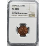 5 groszy 1937 - NGC MS64 RB