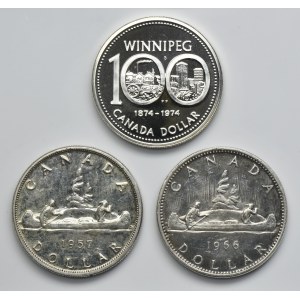 Ensemble, Canada, Elizabeth II, 1 Ottawa dollar (3 pièces).