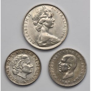 Sada, Velká Británie, Nizozemsko a Řecko, 50 centů, 1 gulden a 20 drachem (3 kusy).