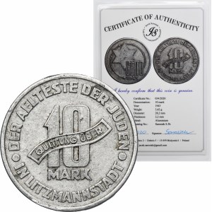 Ghetto Litzmannstadt, 10 mark 1943 Al - with certificate