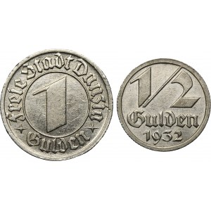 Set, Free City of Danzig, 1/2 gulden and 1 gulden 1932 (2 pcs.)