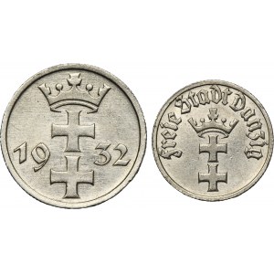 Set, Free City of Danzig, 1/2 gulden and 1 gulden 1932 (2 pcs.)