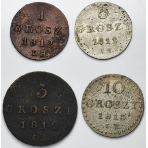 Set, Duchy of Warsaw, 1 groschen, 2 groschen, 5 groschen and 10 groschen (4 pcs.)