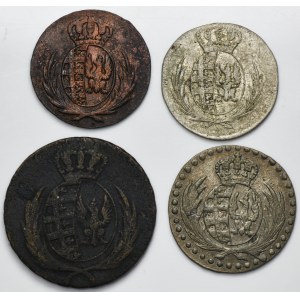 Set, Duchy of Warsaw, 1 groschen, 2 groschen, 5 groschen and 10 groschen (4 pcs.)