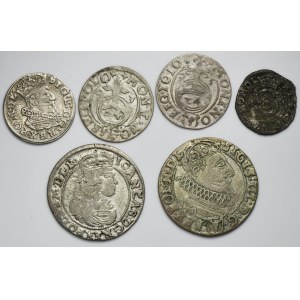 Set, Sigismund III Vasa and John II Casimir, Schilling, Groschen, 3 Polker and 6 Groschen (6 pcs.)