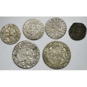 Set, Sigismund III Vasa and John II Casimir, Schilling, Groschen, 3 Polker and 6 Groschen (6 pcs.)