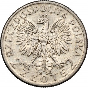 Głowa kobiety, 2 złote 1934