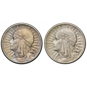 Zestaw, Głowa kobiety, 2 złote 1933 (2 szt.)
