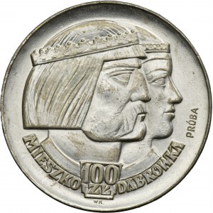 PRÓBA, 100 złotych 1966 Mieszko i Dąbrówka głowy