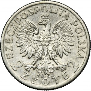 Głowa kobiety, 2 złote 1934