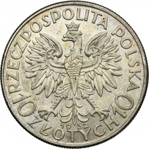 Głowa Kobiety, 10 złotych Londyn 1932