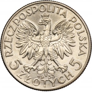 Głowa Kobiety, 5 złotych Warszawa 1933