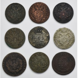 Set, Duchy of Warsaw, Kingdom of Poland, November Uprising and South Prussia, 1 groschen and 10 groschen (9 pcs.)