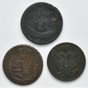 Ensemble, Galicie et Lodomérie, Duché de Varsovie et Royaume de Pologne, 3 pennies (3 pièces).