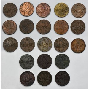 Zestaw, 5 groszy 1923-1939 (21 szt.)